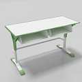 Student Desk With White Top Green Frame And Two Drawers For Study Use 3d model