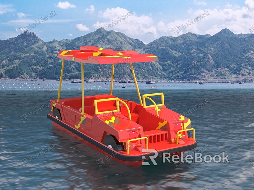 Cartoon front imitation Hummer camouflage amusement boat fiberglass modeling equipment boat city park landscape boat playground scenic spot yacht electric four-person amusement boat model