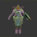 Futuristic Sci Fi Character In Heavy Armor With Backpack And Weapon