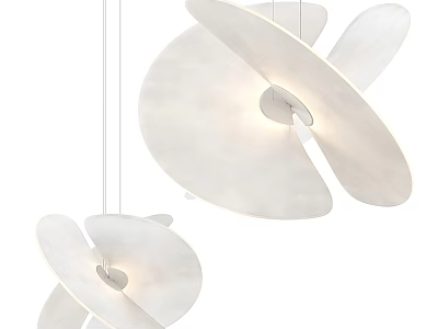 Modern White Organic Curved Chandelier Design With Flowing Petal Shapes And Soft Glow 3d model