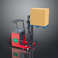 Efficient Red EPIC Forklift Handling Yellow Cargo Box In Warehouse Scene 3d model