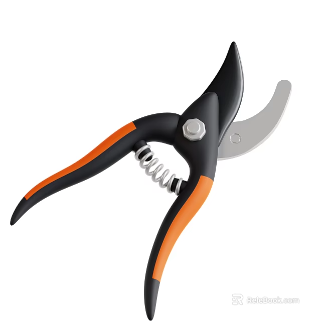 Modern Decorative Ornament Set With Black Orange Handles Silver Blades And Spring Design 3d model 
