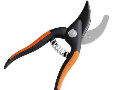 Modern Decorative Ornament Set With Black Orange Handles Silver Blades And Spring Design 3d model