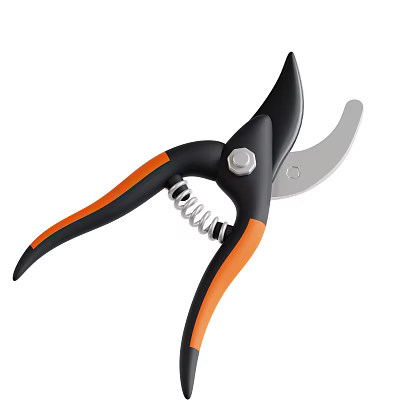 Modern Decorative Ornament Set With Black Orange Handles Silver Blades And Spring Design 3d model