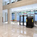 Modern Public Facility Lobby Featuring Automatic Doors Security Check Equipment Large Windows And Marble Floor 3d model