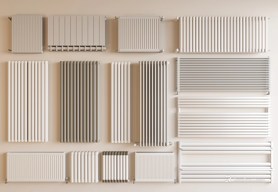 Smart Machine Radiators With Various Modern Designs And Styles On Wall 3d model
