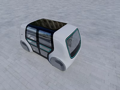 Futuristic White Autonomous Concept Car With Glass Roof And Unique Window Design 3d model