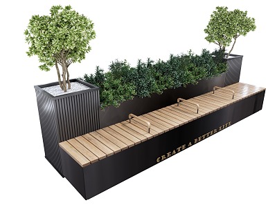 Landscape Seat Outdoor Seat Bench Flower Box Combination model