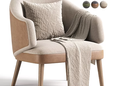 Modern Upholstered Leisure Armchair With Decorative Pillow And Soft Throw Blanket For Cozy Home Decor 3d model