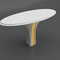 Modern Decorative Pillar with White Body Yellow Horizontal Stripes and Curved Wide Top
