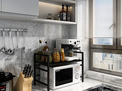 Modern Bathroom Cabinet Shelf With White Finish And Storage Organizer Design 3d model