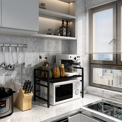 Modern Bathroom Cabinet Shelf With White Finish And Storage Organizer Design 3d model