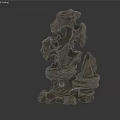 Artistic Rockery Stone 3D Model With Natural Holes And Stacked Structure