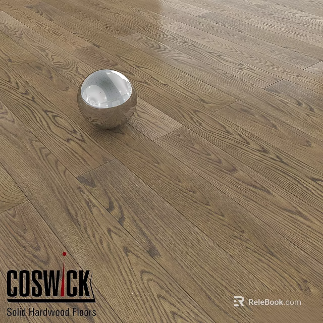 Natural Wooden Floor Surface With Shiny Silver Sphere And Classic Wood Grain Texture 3d model 