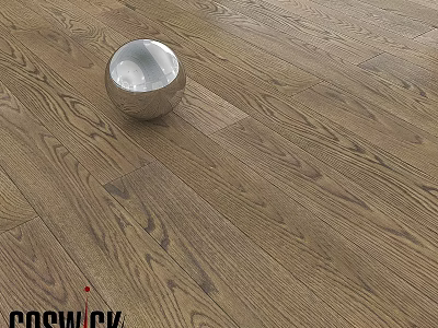 Natural Wooden Floor Surface With Shiny Silver Sphere And Classic Wood Grain Texture 3d model