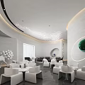 Modern Sales Office Interior Design With Elegant Lighting Art Sculptures And Sofa Furniture