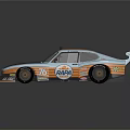 Strongbow Race Car With Light Blue Orange Livery Rear Spoiler And Aerodynamic Body