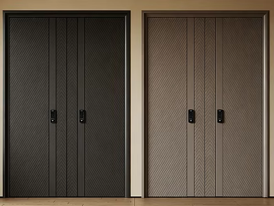 Modern Entrance Doors With Dark And Light Colors Vertical Stripes Herringbone Pattern And Black Handles 3d model