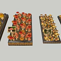 Different Types of Mushrooms Display on Wooden Trays with Small Labels