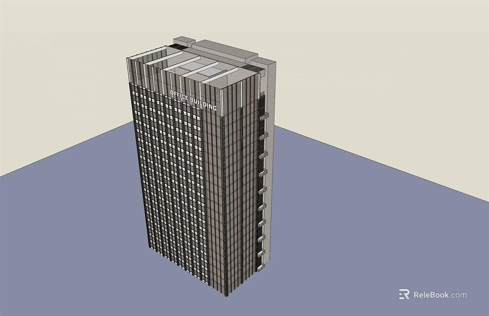 Modern High Rise Office Building With Glass Facade And Window Design 3d model 