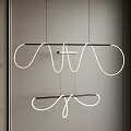 Modern Curved Chandelier With Metal Frame And LED Light Strips Sleek Design