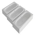 Three Modern White Ceramic Built-in Bathtubs in Simple Bathroom Design 3d model