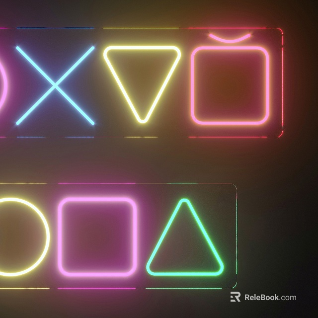 Colorful Neon Decorative Lights With Geometric Shapes Like Circles Squares Triangles And X 3d model 