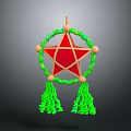 Red Star Fabric Clothing Accessory With Green Circular Trim And Tassels