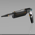 Futuristic Sci-Fi Weapon Modern Metallic Pistol With Orange Accents And Ergonomic Design