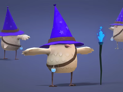 Modern game character egg mage 3d model