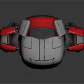 Red And Silver Robot Character With Mechanical Armor And Metallic Surface