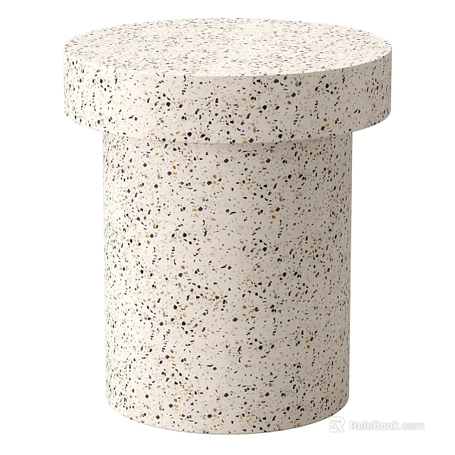 Modern Cylindrical Coffee Table With Speckled Terrazzo Surface And Minimalist Design 3d model