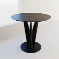 Modern Round Dining Table With Black Surface And Unique V Shaped Legs In Minimalist Space 3d model