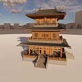 Chinese ancient building antique building attic ancient building attic 3d model