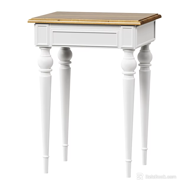 Elegant White Side Table with Wooden Top and Slim Elegant Legs for Living Room 3d model 