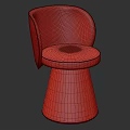 Modern Minimalist Gray Chair With Armrest Round Seat Cushion And Conical Base