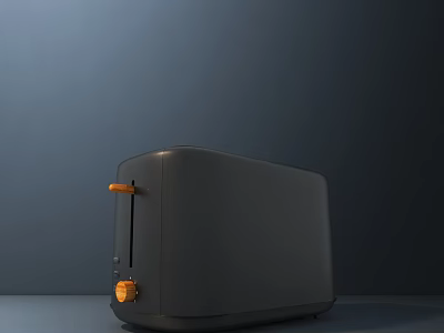Modern Kitchen Appliance Black Toaster with Orange Control Knobs on Gray Background 3d model