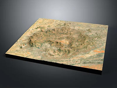 Natural Canyon Landscape With Brown Green Orange Terrain Texture 3d model