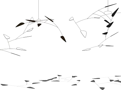Modern Artistic Pendant Light Design For Interior Decoration With Branch Structure And Contrast Colors 3d model
