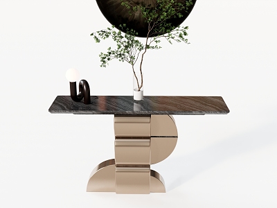 Modern Side Table End View Long Table Decorative Table Plant Vase Decoration Wall Decoration 3d model