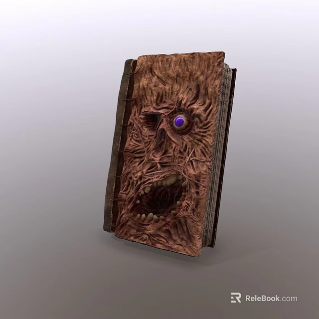 Abstract Painting Featuring Book Like Object With Face Like Features Purple Eye And Rough Texture 3d model 