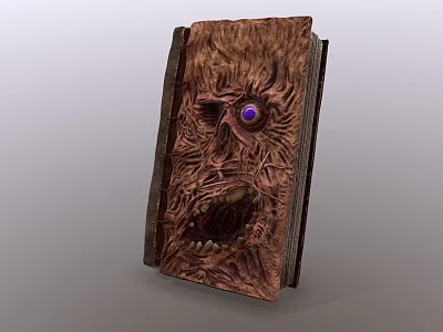 Abstract Painting Featuring Book Like Object With Face Like Features Purple Eye And Rough Texture 3d model