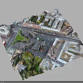 Modern Urban Aerial View With City Buildings Square Green Space And Roads