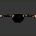 3D Female Character With Black Pigtails Crop Top Skirt Fishnet Stockings High Heels Arm Cuffs