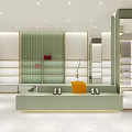 Modern Fashion Boutique Interior With Open Shelves Display Counter And Shoes Bags Decor
