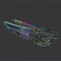 Futuristic Sci Fi Spaceship With Blue Glowing Effects And Mechanical Structure 3d model
