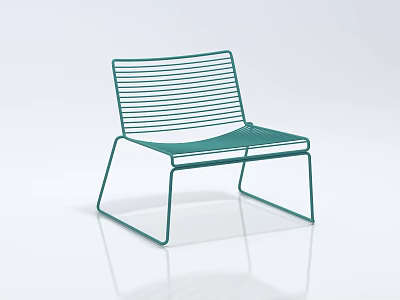 Teal Metal Frame Leisure Chair With Sleek Wire Backrest And Modern Minimalist Design 3d model