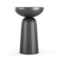 Black Modern Style Side Table With Round Top And Ribbed Base 3d model