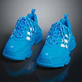 Blue Modern Lace Up Sneakers With Thick Sole And White Stripes Sporty Design