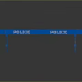 Blue Police Barrier With POLICE Sign And Metal Support Legs Design